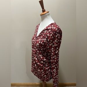 Coldwater Creek pullover blouse wrapped front with side shirring.